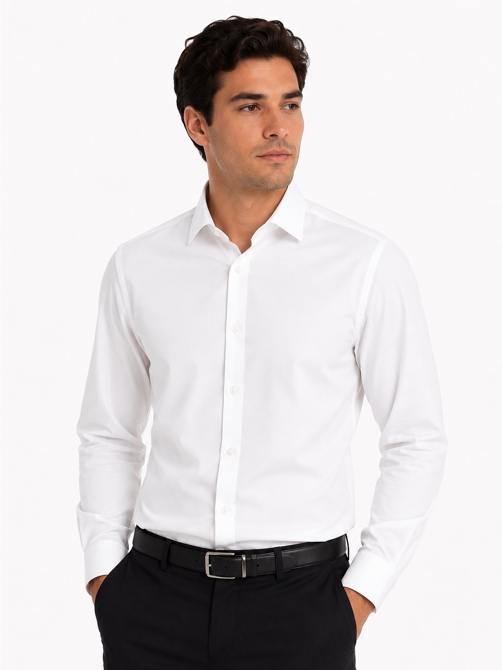 Haggar Premium Cotton Slim Fit White Dress Shirt 17.5 34/35 Like New